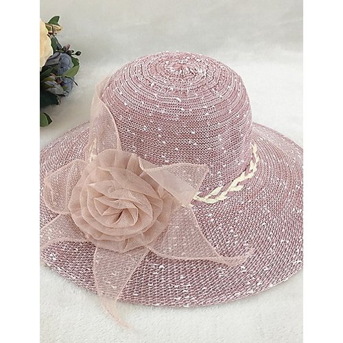 Female cute polyester straw hat, solid color