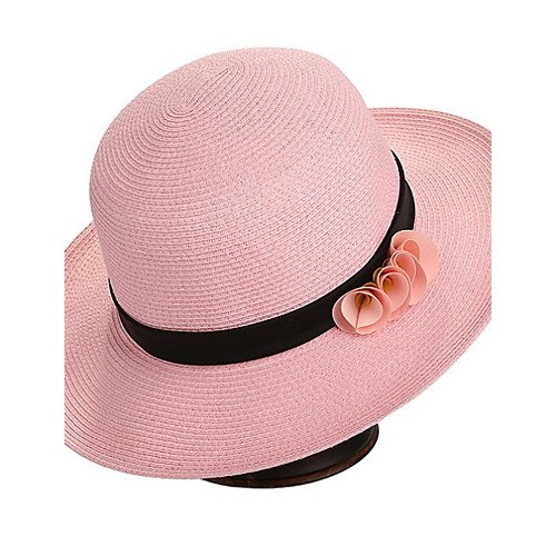 Women basic polyester straw hat, solid color