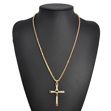 Men fashion pendant necklace, diamond cross simple fashion cute alloy, silver jewelry necklace