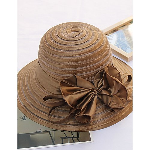 Women basic cute polyester nylon mesh soft hat sun hat, solid color striped flower