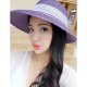 Female work active basic straw hat sun hat, color block