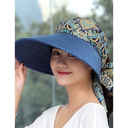 Women cute polyester soft hat sun hat, floral print