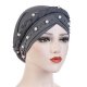 Women Retro Party Holiday Cotton Polyester Soft Hat, Solid Color Rivets