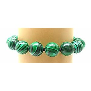 Real natural malachite beads bracelet yellow stainless steel clasp