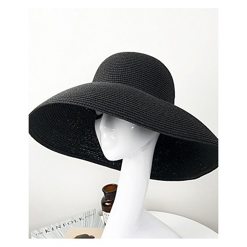 Women basic polyester straw hat, solid color