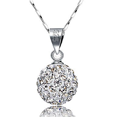 Women ball pendant necklace, silver, diamond, fashion jewelry silver necklace, casual