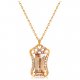 Female yellow crystal pendant necklace, alloy coating, Fangzuan totem, stylish, elegant lovely alloy necklace jewelry daily