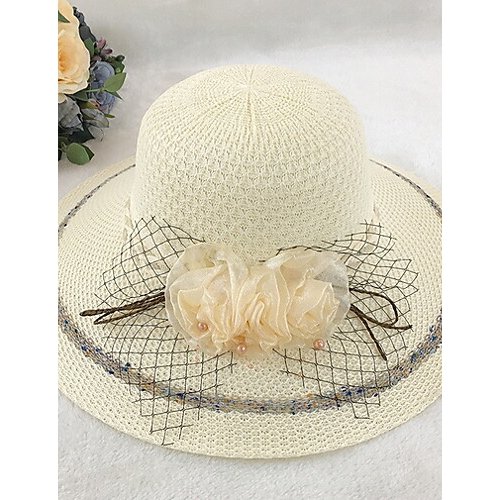 Women basic polyester straw hat, solid color