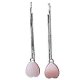 Romantic lovely pink heart long earrings plant