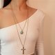 Female layered turquoise pendant necklace, necklaces, long necklace, turquoise cross, the multilayered steel, silver jewelery da