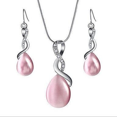 Women's Crystal Jewelry Set Drop Earrings Pendant Necklace Briolette Infinity Pear Fashion Classic Elegant Opal Earrings Jewelry