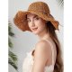 Women basic cute rayon straw hat solid color