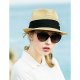 Neutral basic straw bucket hat color block