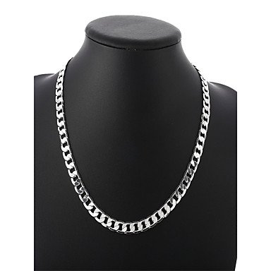 Men link chain necklace, silver simple silver necklace jewelry daily