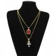 Men gemstone pendant necklace cubic zirconia key fashion jewelry necklace