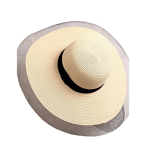 Women basic cute straw hat sun hat, color block