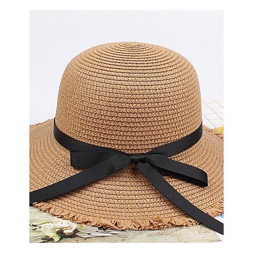 Female basic straw hat, solid color