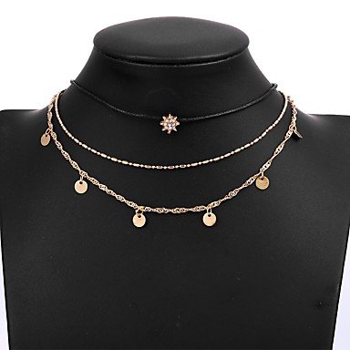 Female layered hierarchical necklace fashion, gypsy 34 + 6 cm steel jewelry necklace