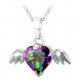 Chakra pendant necklace multicolor female, wings, angel, cute alloy, silver necklace jewelry