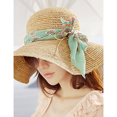 Female holiday straw sun hat, solid color