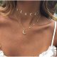 Women layered crystal layered necklace, diamond moon, star retro, romantic, fashion-hyun, cute steel necklace jewelry birthday p