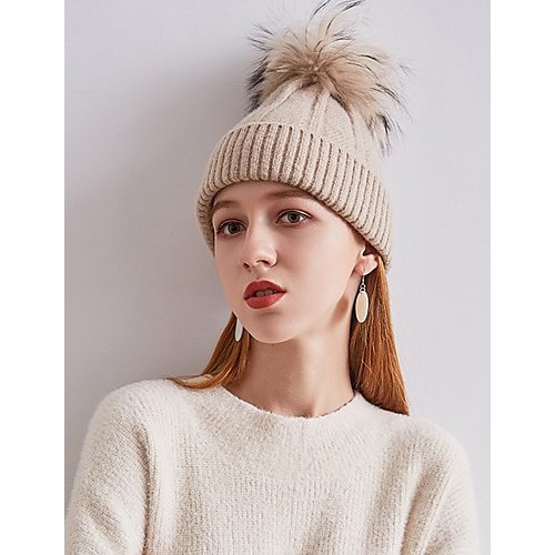 Women Vintage Holiday Knitwear Soft Hat Ski Hat Color