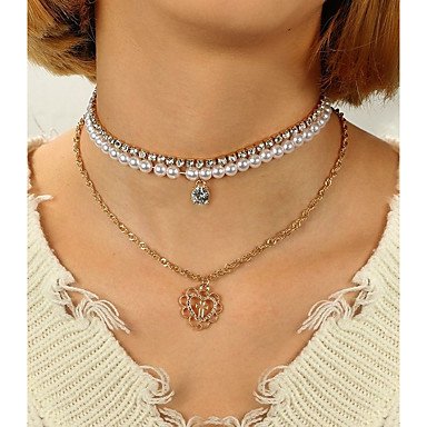 Female layered necklace, imitation pearls, sweet, fashion alloy necklace jewelry daily