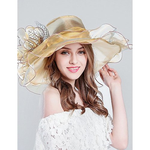 Female flower holiday tulle bucket hat floppy hat sun hat stripe stripes