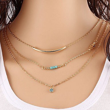 Women turquoise necklace layered, eye classic, fashion steel necklace jewelry daily