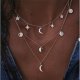 Female clarity layered necklaces layered wrapped necklace crescent moon and star Arts geometric fashion jewelry necklace