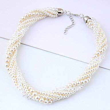 Women braided bead necklace, imitation pearls, fashion jewelry necklace