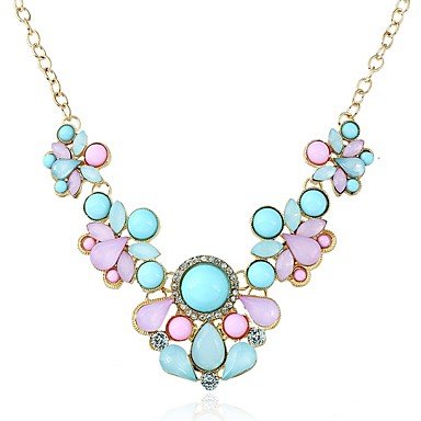 Women cubic zirconia necklace retro fashion, resin