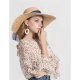 Female basic straw hat, solid color bow