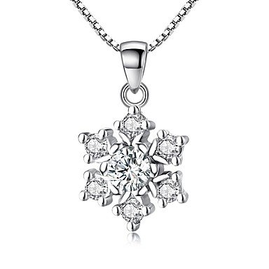 Women cubic zirconia pendant necklace, snowflakes, fashion jewelry necklace