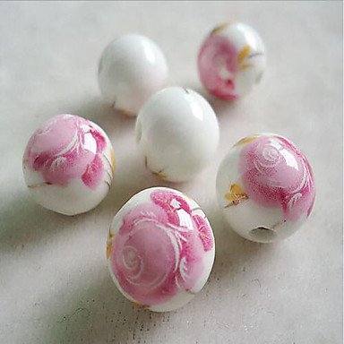 DIY jewelry ceramic beads 10 Pink Red Brown pale pink pale blue beads 1 cm DIY bracelets necklaces