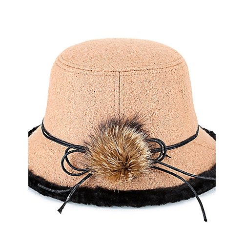 Women Vintage Polyester Tweed Bucket Cap Color