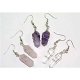 Finish line wrapped amethyst, quartz and rose quartz crystal platinum. Costume earrings