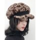 Women basic polyester beret ski cap baseball cap, printed leopard print