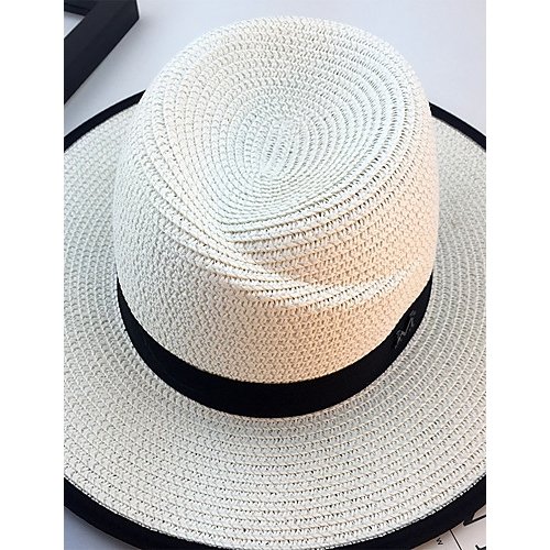 Women basic cute straw hat sun hat, color block