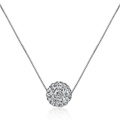 Women ball pendant necklace, silver, diamond, silver necklace jewelry birthday