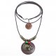 Women long layered necklace wooden necklace jewelry